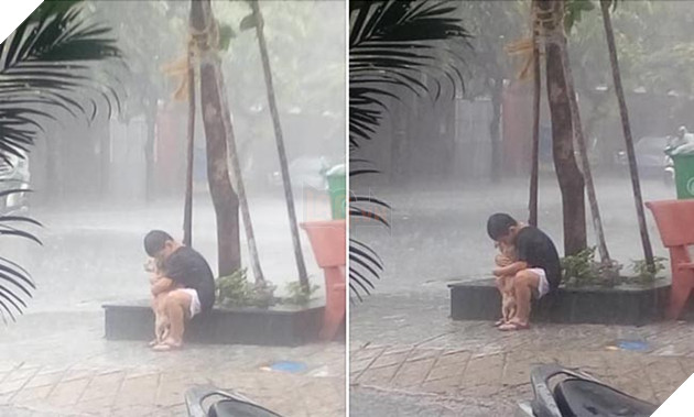 The moment the boy hugged the puppy in the rain: It’s okay, I’m here!